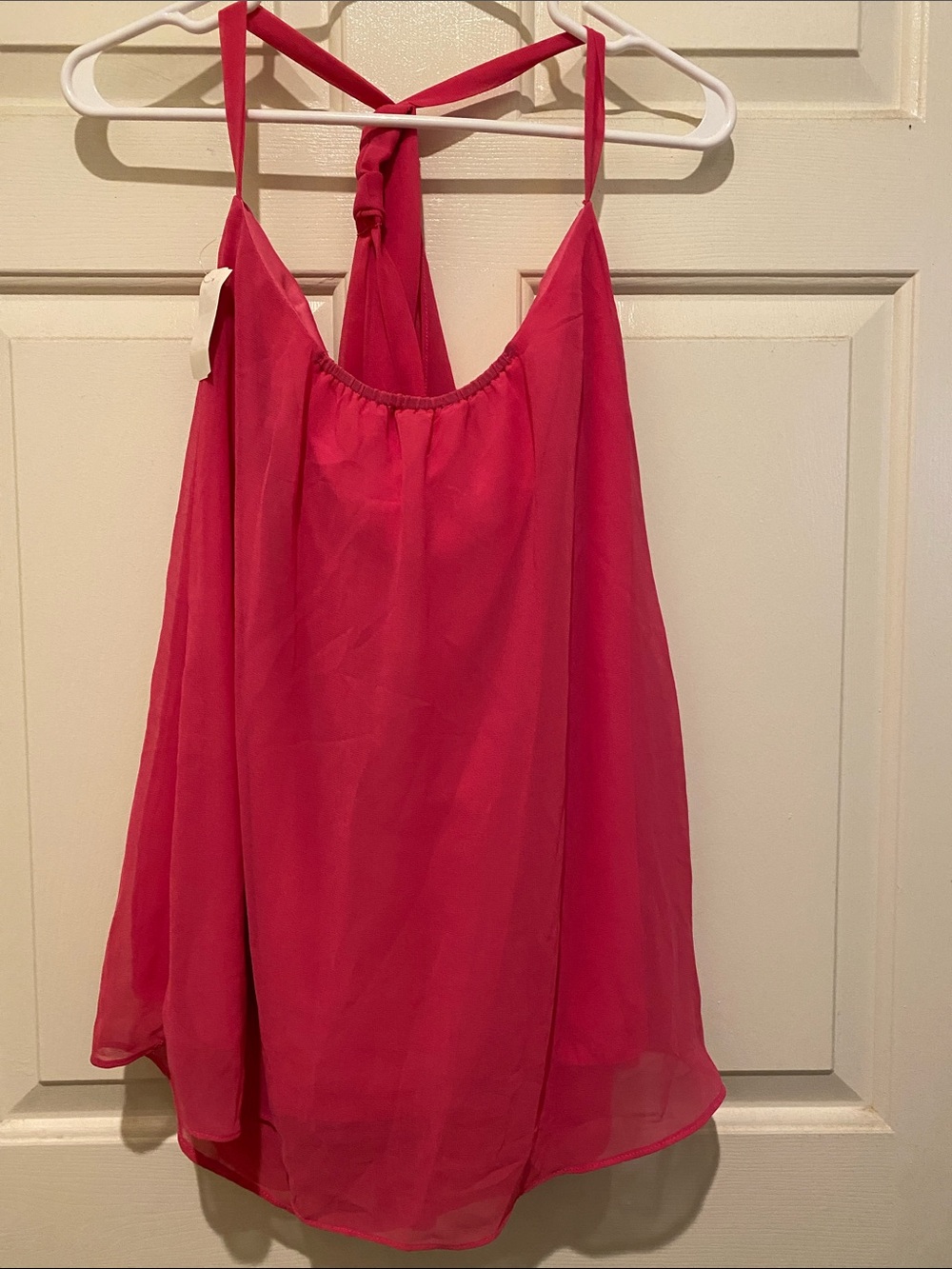 Hot Pink Chiffon Halter Tank Top